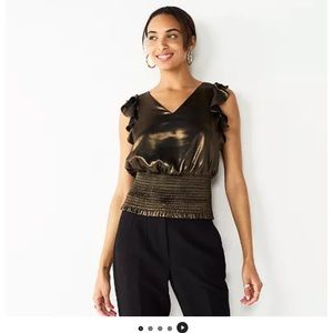NWT Nine West Black Gold Top Size L